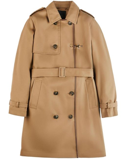 Fay Natural Double-breasted Belted Trench Coat