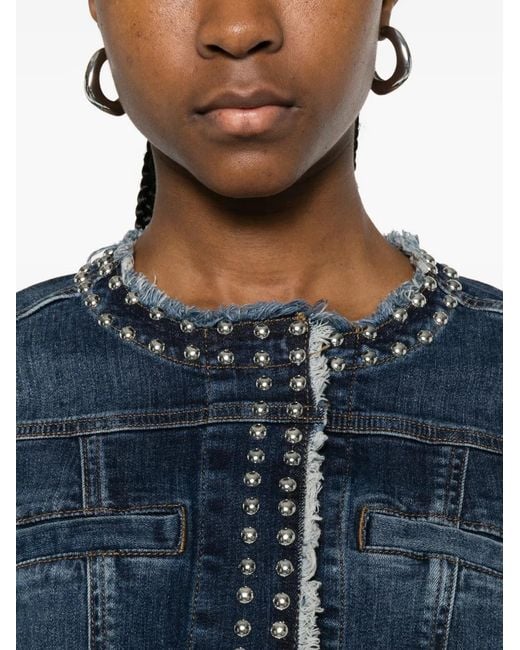 Liu Jo Blue Beaded Fringed Jacket