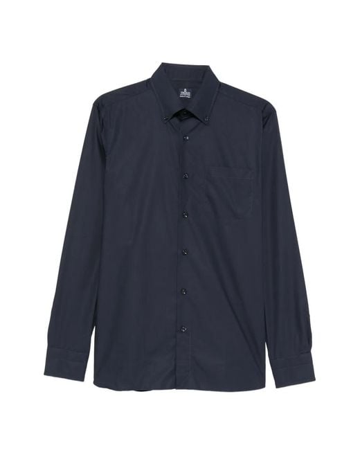 Truzzi Blue Button-Down Collar Shirt for men