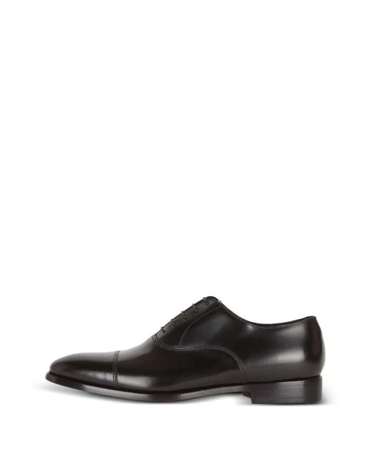 Boggi Black Cap-Toe Lace-Up Derby Shoes for men