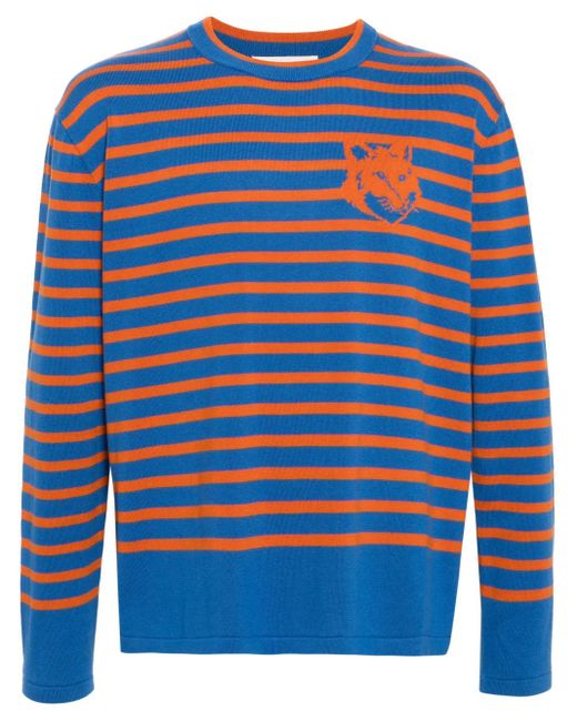 Maison Kitsuné Blue Fox Head-Intarsia Jumper for men