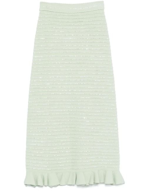 Sandro ビジュートリム ニットスカート Green