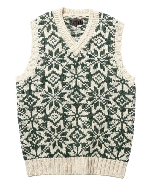 メンズ Beams Plus Vネック トップ Green