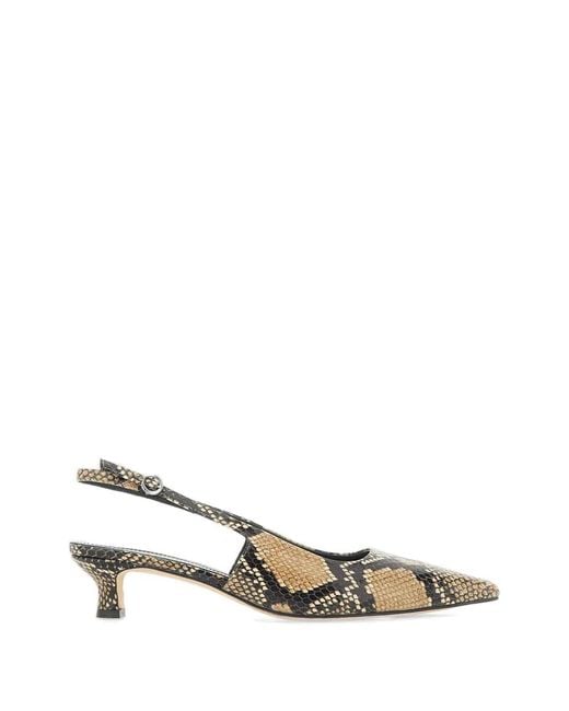 Aeyde Metallic Catrina Snake-Print Leather Slingback Pumps