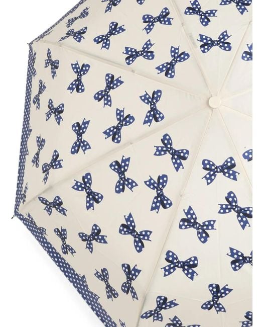 Moschino Blue Bow-Print Folding Umbrella