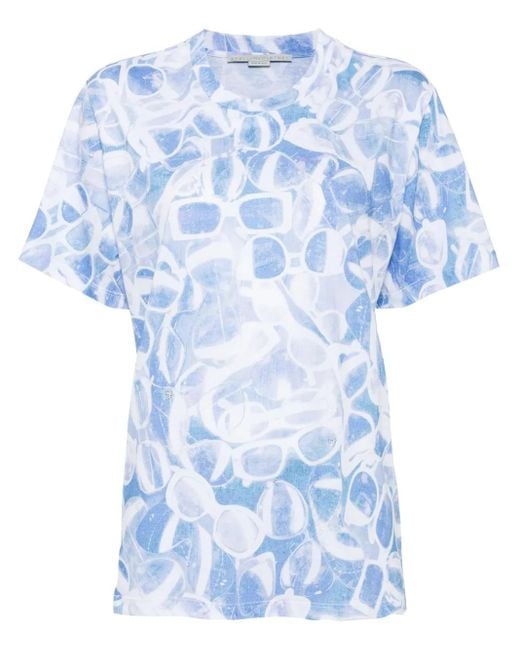 Stella McCartney Blue Sunglasses-Print T-Shirt