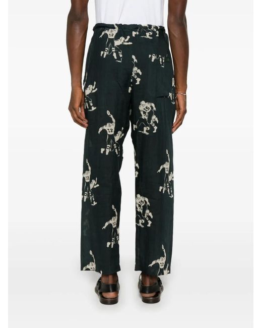 Bode Blue Football-Pattern Trousers for men