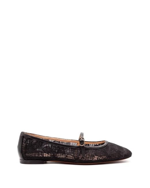 Roberto Festa Black Floral Strap Ballet Flats