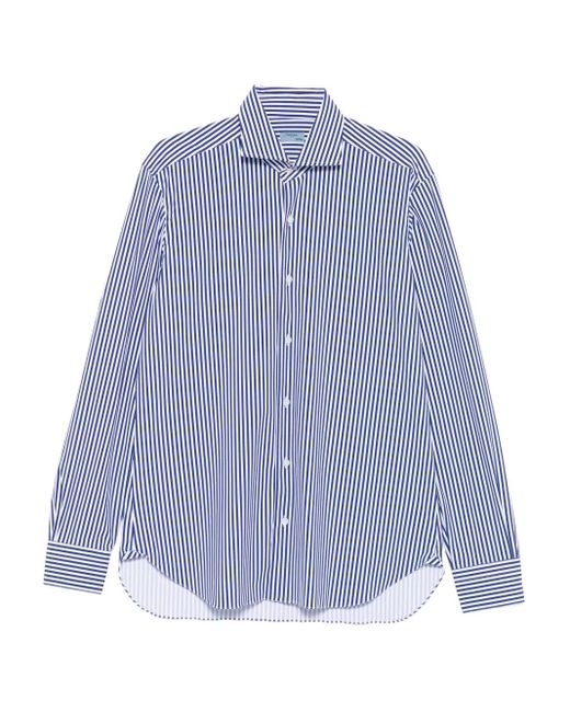 Barba Napoli Blue Striped Shirt for men
