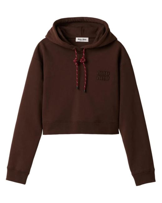 Miu Miu Brown Cotton Fleece Hoodie