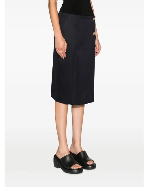 Givenchy Blue Wool-Blend Straight Skirt