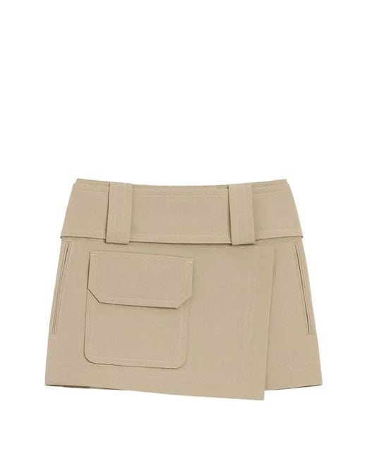 AMI Natural Cotton Wrap Mini Skirt