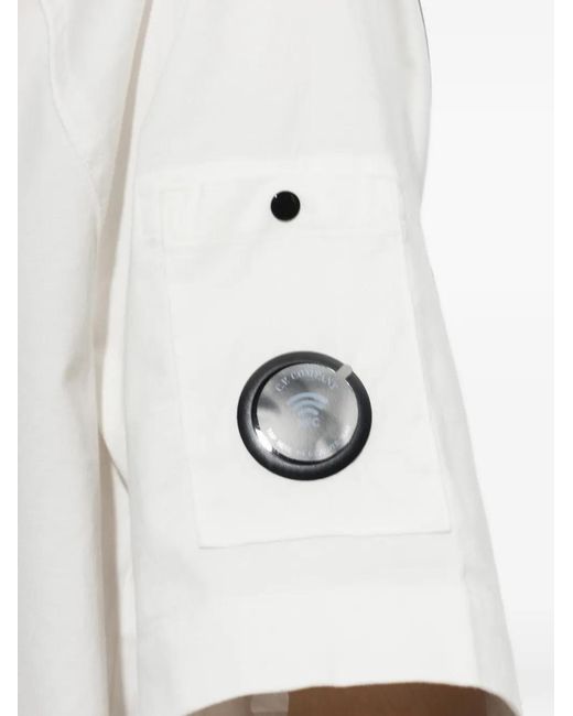 C P Company White Lens-Detail Raglan-Sleeve T-Shirt for men