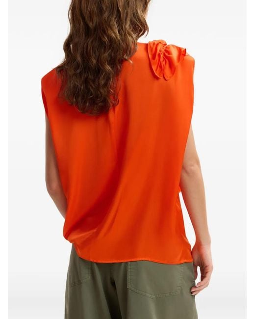 Essentiel Antwerp Orange Ruffled Sleeveless Blouse