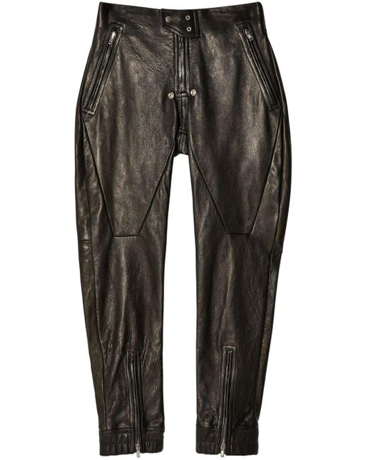 Rick Owens Gray Luxor Leather Tapered Trousers for men