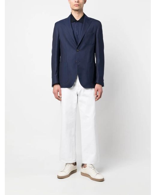 Corneliani Blue Single-Breasted Blazer for men