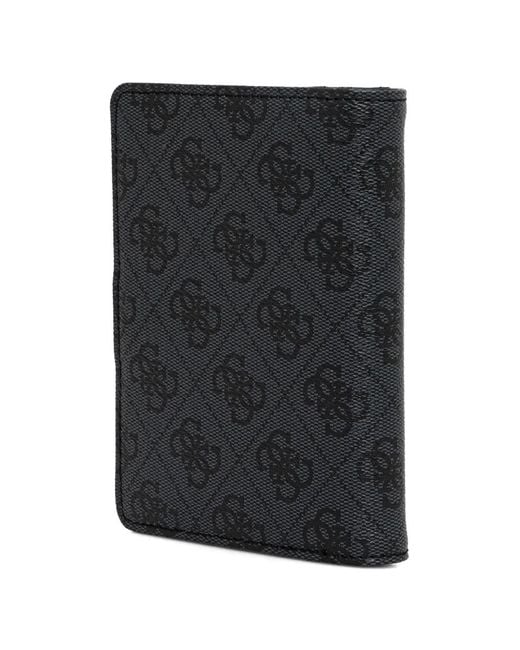Guess Black Logo-Pattern Passport Case