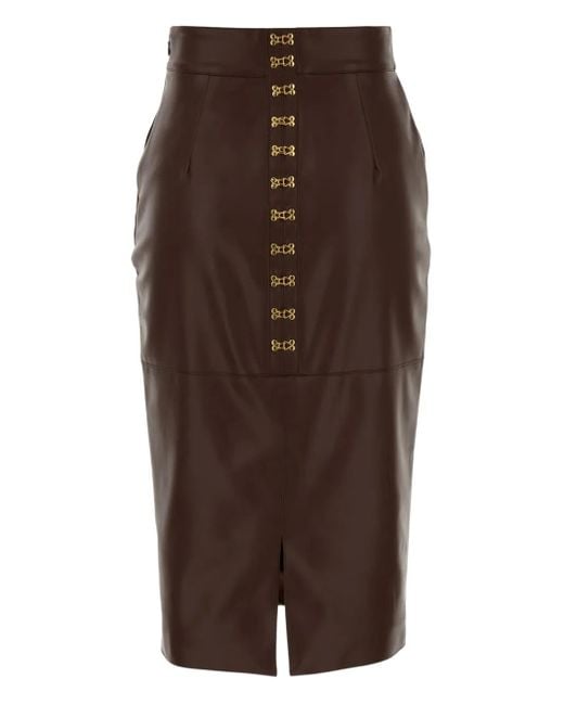 Elisabetta Franchi Midi Faux-leather Skirt Brown