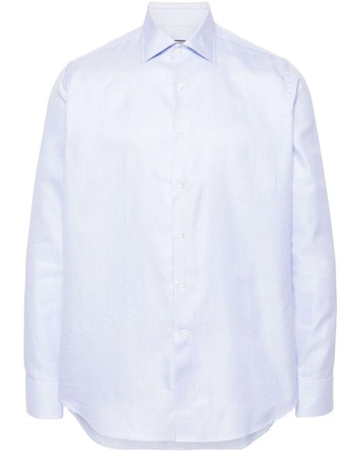 Canali White Patterned-jacquard Cotton Shirt Jacket for men