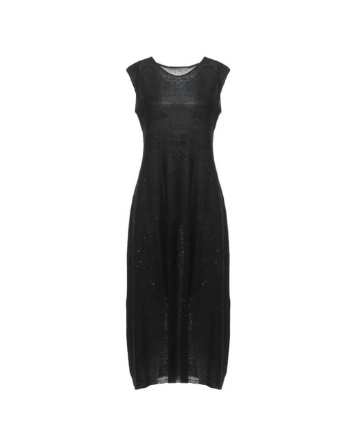 Antonelli Black Sequin-Embellished Sleeveless Midi Dress