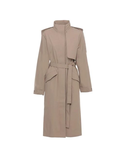 Rains Natural Belted Hooded Coat