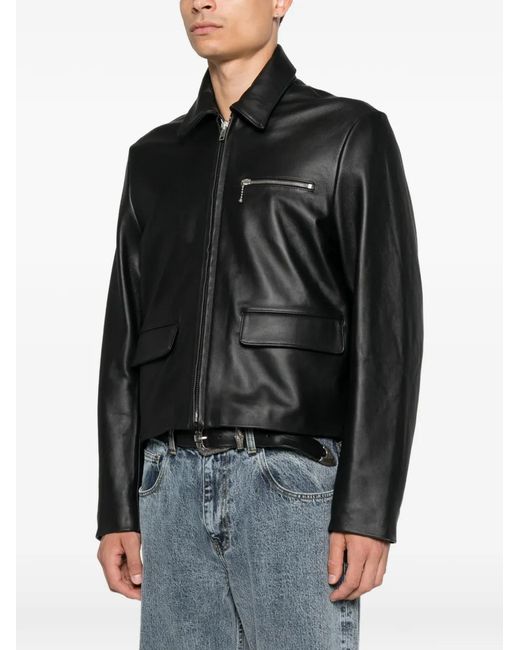 Second/Layer Black Barras Leather Jacket for men