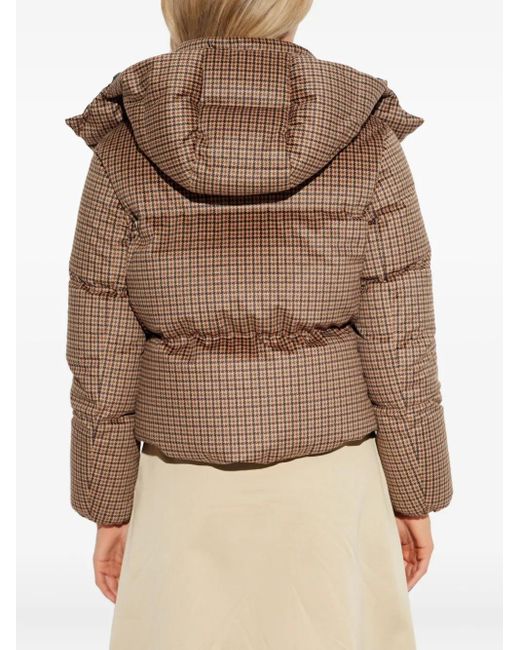 Moncler Brown Wattierte Quierzy Jacke mit Hahnentrittmuster