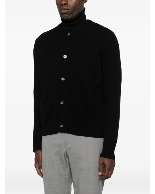 Alpha Studio Black Long-Sleeved Buttoned Cardigan for men