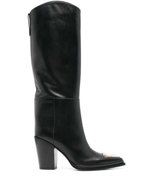 Jimmy Choo Black Cece 80mm Leather Boots