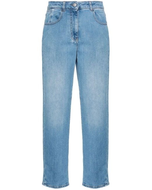 Peserico Jeans Met Logopatch En Toelopende Pijpen in het Blue