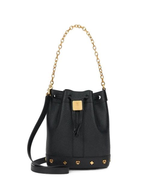 Borsa A Secchiello Mini Con Placca Logo di MCM in Black