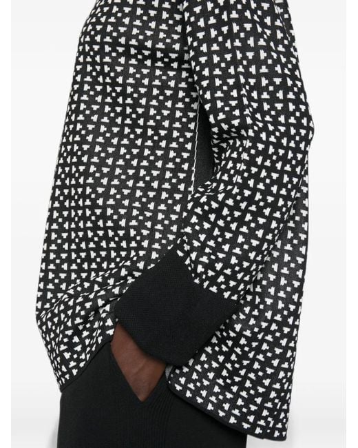 Marina Rinaldi Gray Geometric-Pattern Long-Sleeve Sweater