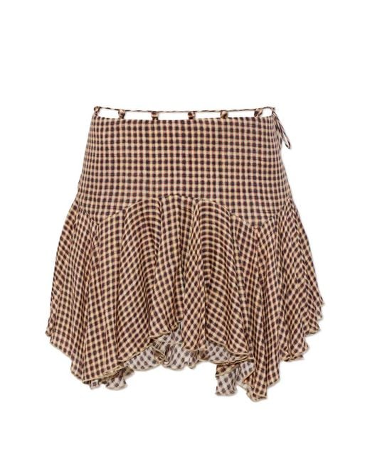 KNWLS Brown Check Ruffled Skirt