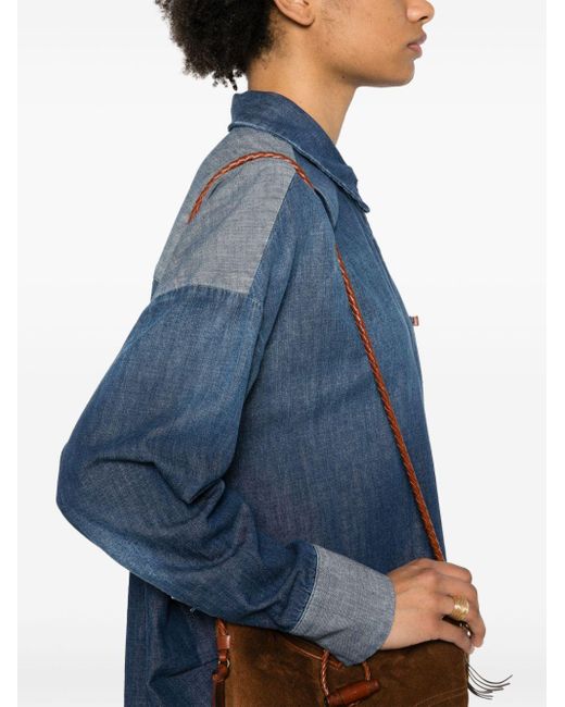 Lorena Antoniazzi Colourblock Denim Shirt Blue