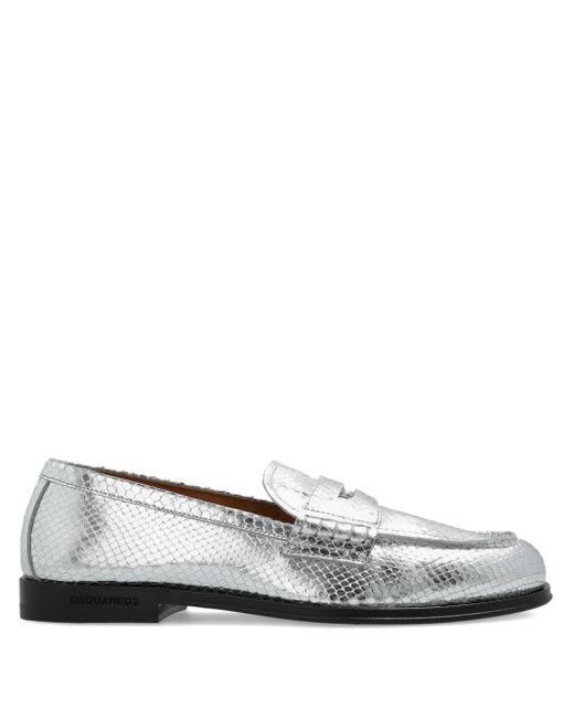Mocasines con efecto de piel de serpiente DSquared² de color White
