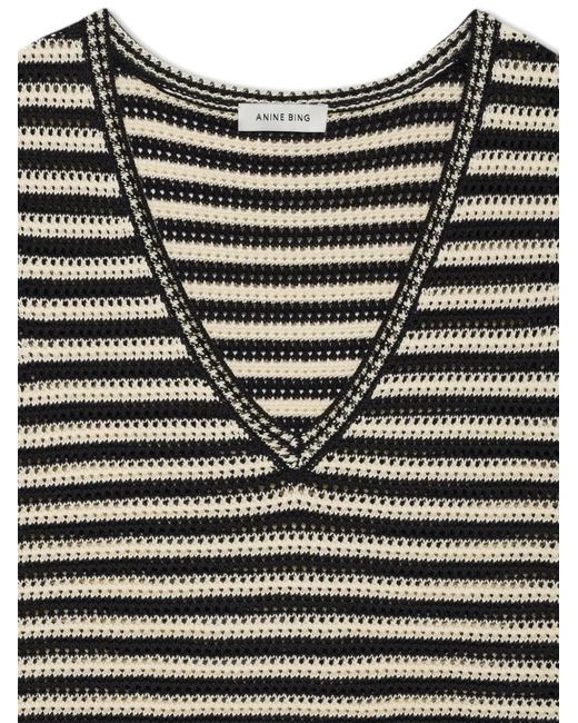 Anine Bing Black Lowen Striped V-Neck Vest
