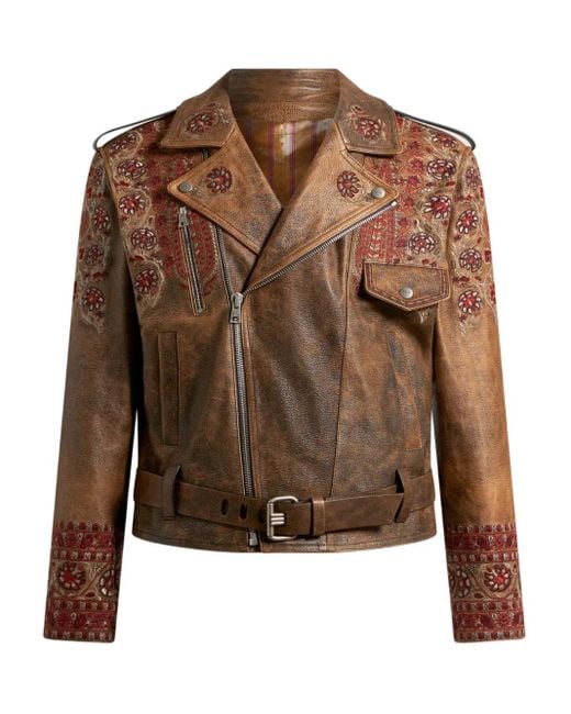 Chaqueta biker con cremallera Etro de hombre de color Brown