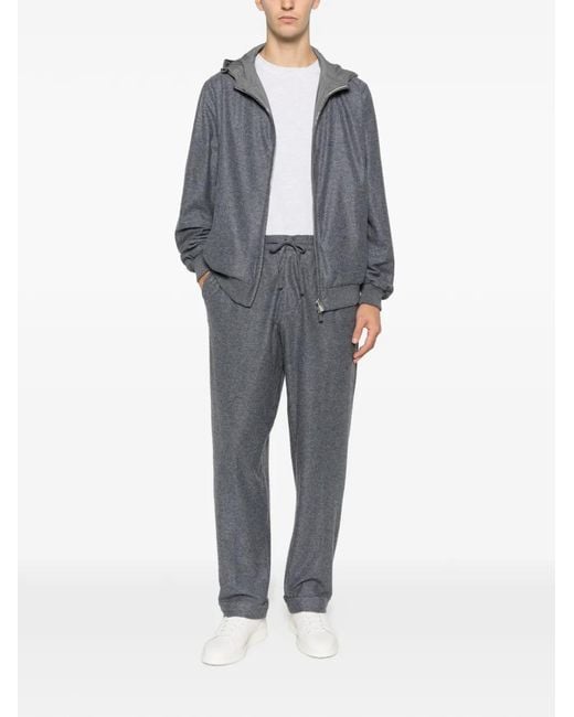 Fedeli Gray Harvard Drawstring Cuffed Trousers for men