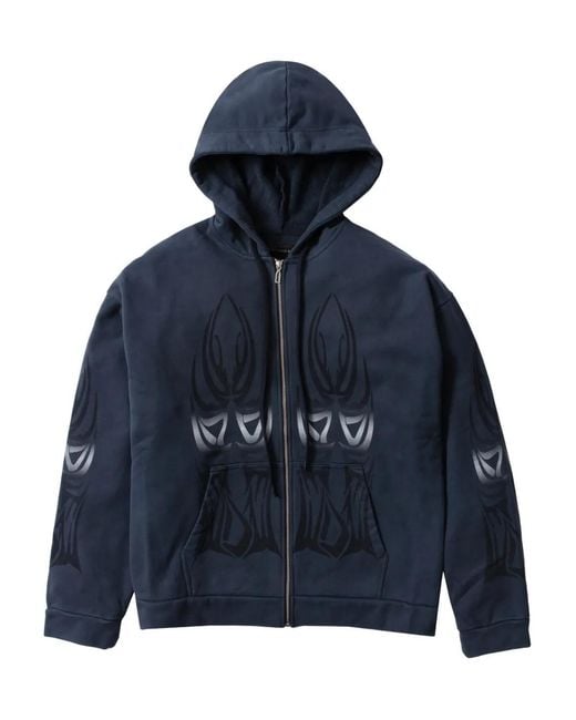 Who Decides War Blue Graphic Zip Hoodie