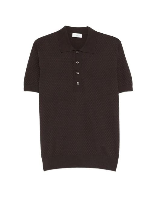 Paolo Pecora Black Textured Polo Shirt for men