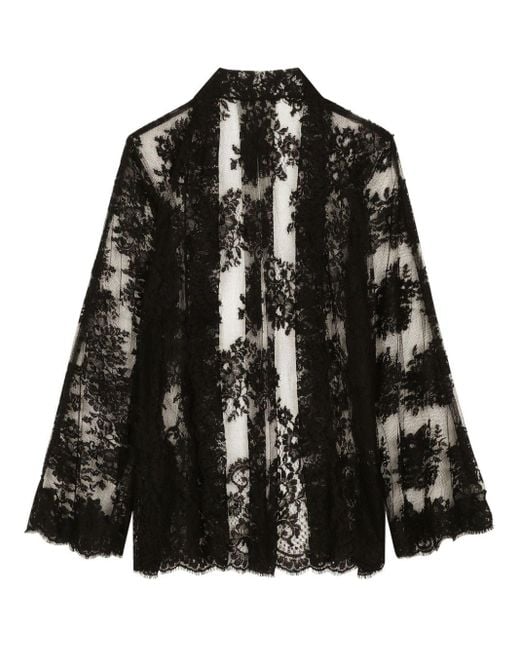 Dolce & Gabbana Black Spitzenjacke mit Sheer-Effekt