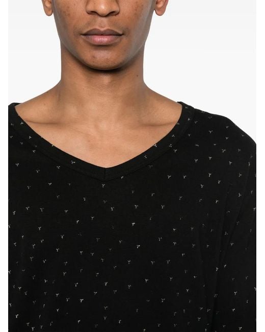 Yohji Yamamoto Black Logo-Print Long-Sleeve T-Shirt for men