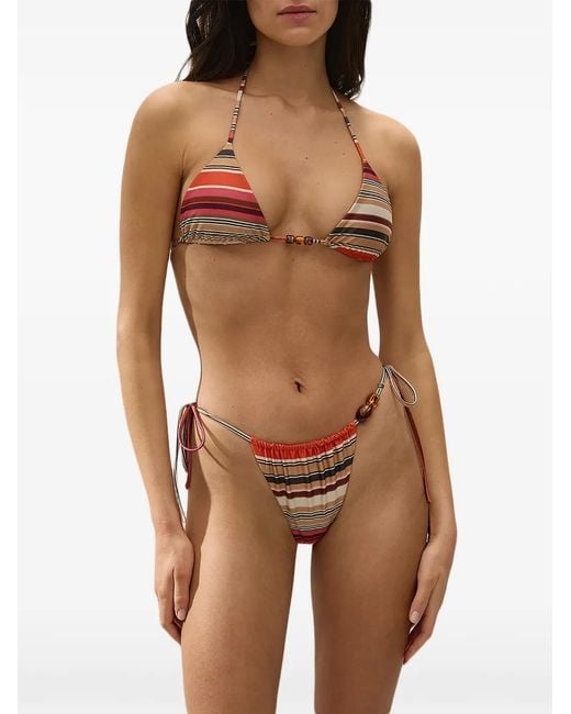 Faithfull The Brand Red Leone Striped-Pattern Bikini Top