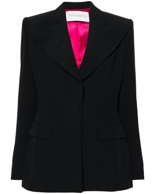 Wide-lapels single-breasted blazer Nina Ricci de color Black