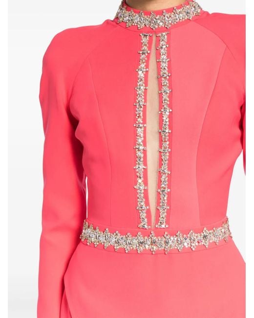 Saiid Kobeisy Pink Crystal-Embellished Midi Dress
