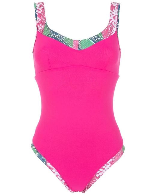 Amir Slama Pink Snakeskin Print Swimsuit