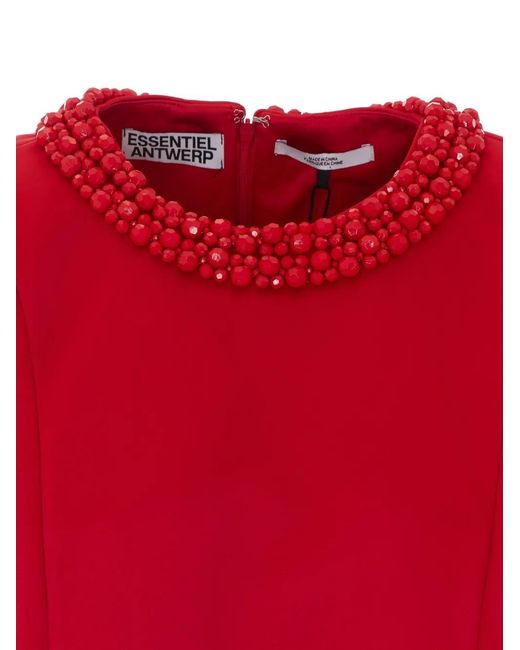 Essentiel Antwerp Red Kaylin Bead-Embellished Dress