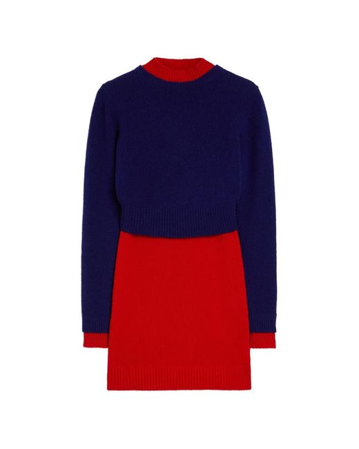 Jil Sander Blue Wool Mini Dress