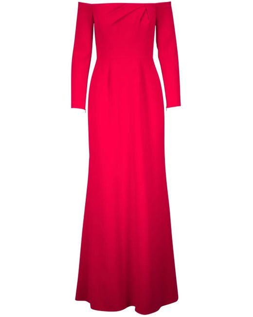 Carolina Herrera オフショルダー イブニングドレス Red