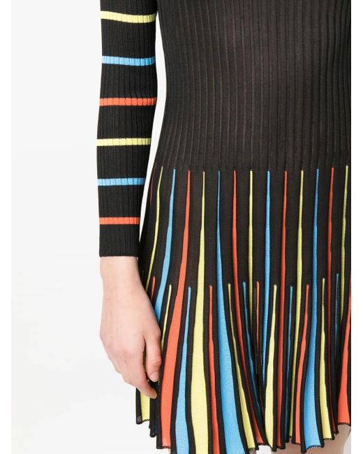 MSGM Black Long-Sleeve Stretched Dress